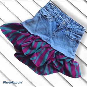 Girls size 7 denim skirt upcycled denim skirt